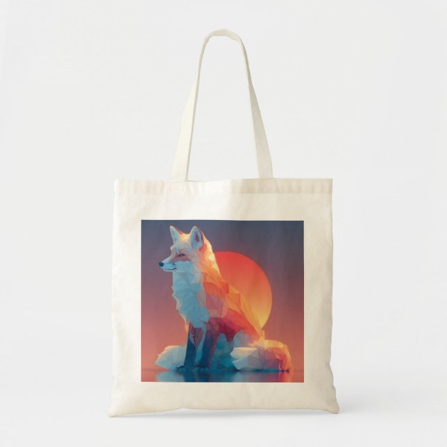 Tote Bag Geometric Wolf Silhouette |Modern Polygon Wildlife (Devant)