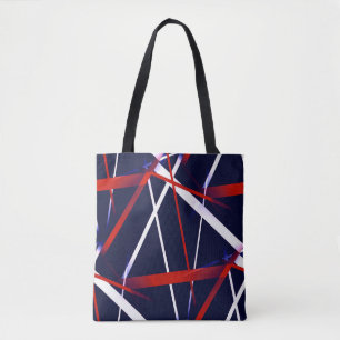 Tote Bag Géométrie Urbaine Bleu Blanc Rouge
