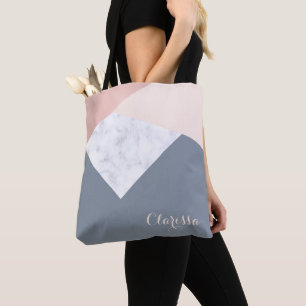 Tote Bag géométrique beige gris d'or rose élégant de ma
