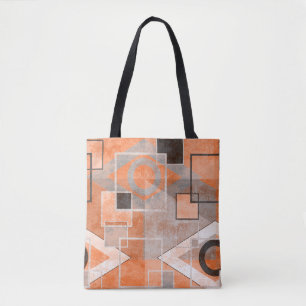 Tote Bag Géométrique orange gris grunge élégant