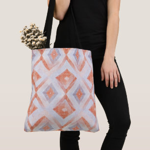 Tote Bag Géométrique Rustic Diamond en Terracotta et Bleu