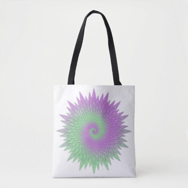 Tote Bag Géométrique Violet et Vert (Devant)