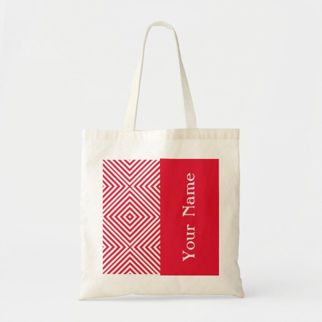 Tote Bag Geranium Diamond Chevron avec nom @ Emporiomoffa (Devant)