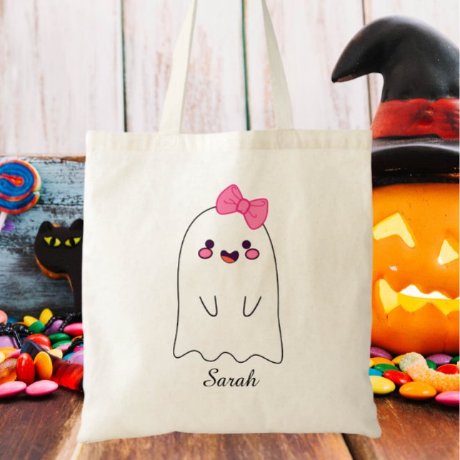 Tote Bag Ghost Cute Halloween Treat or Trick Candy (Créateur téléchargé)