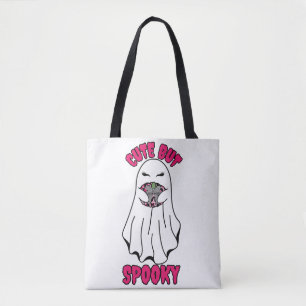 Tote Bag Ghost d'Halloween mignon mais Éffrayant tenant un