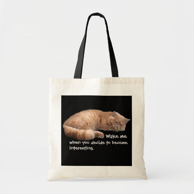 Tote Bag Gingembre Dormir Chat Funny Wake Me Citation (Devant)