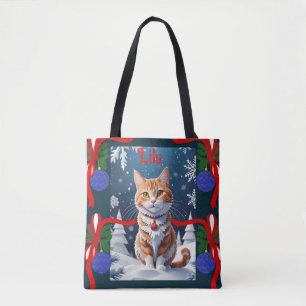 Tote Bag Ginger Winter Personnalisé Lilu Christmas Chat