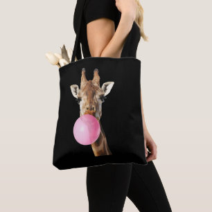 Tote Bag Girafe Bubble Gum Rose Mignon Amoureux Des Animaux