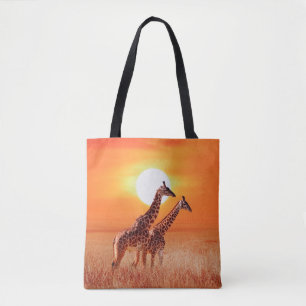 Tote Bag Girafe dans la savane africaine contre le dos