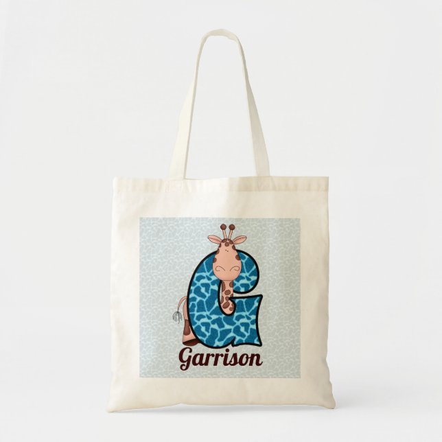 Tote Bag Girafe pour enfants bleu et Brown G (Devant)