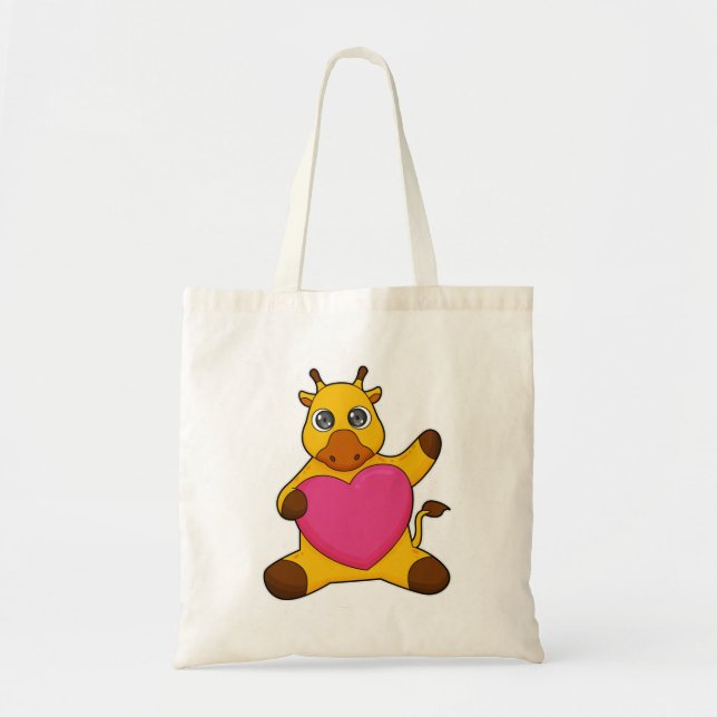 Tote Bag Giraffe au coeur (Devant)