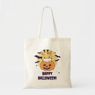 Tote Bag Giraffe En Citrouille Cute Giraffes Joyeux Hallowe