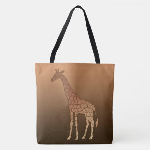 Tote Bag Giraffe géométrique moderne, cuivre et Brown