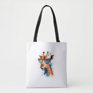Tote Bag Giraffe Lunettes de soleil Vintage drôle Animal af