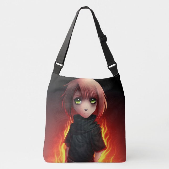 Tote Bag Girl with Fire Tragetaschen Mit Langen Trägern (Vorderseite)