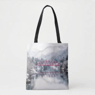 Tote Bag Glace et neige Pont rouge en hiver, Japon