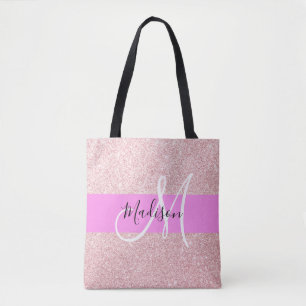 Tote Bag Glam Blush Rose Rose Parties scintillant or étince