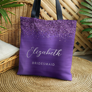 Tote Bag Glam Metallic Moderne Écriture Demoiselle d'Honneu
