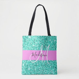 Tote Bag Glam Pink and Aqua Parties scintillant Sparkings N