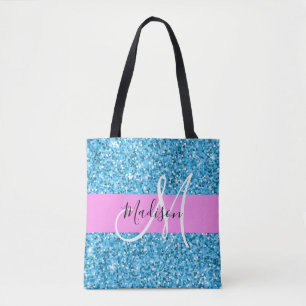 Tote Bag Glam Sky Blue Pink Parties scintillant étincelle