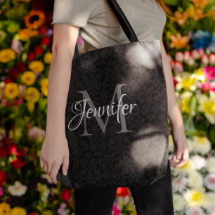 Tote Bag Glamour Monogramme Noir Gris et Blanc