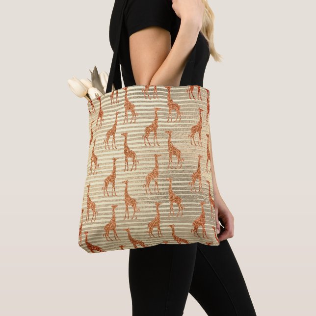 Tote Bag Glitterie Giraffe sur huile d'or (De près)