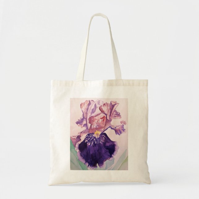 Tote Bag Glorieuse couleur violet iris aquarelle peinture f (Devant)