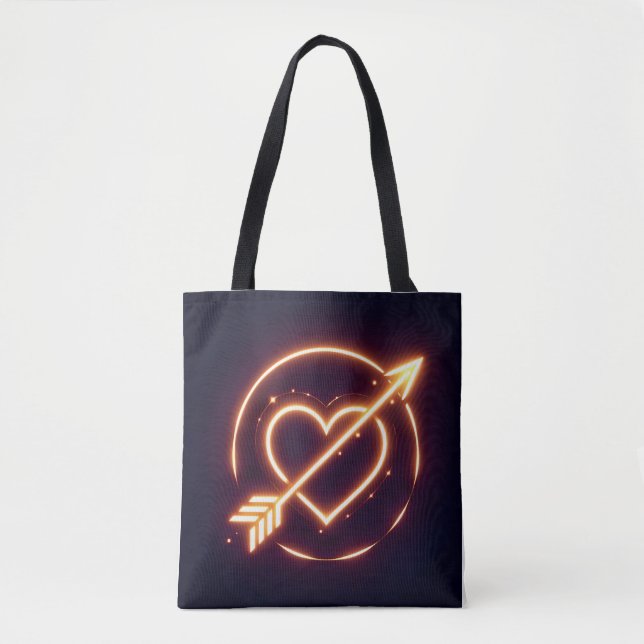Tote Bag glowing image of a heart with cupid's arrow (Devant)