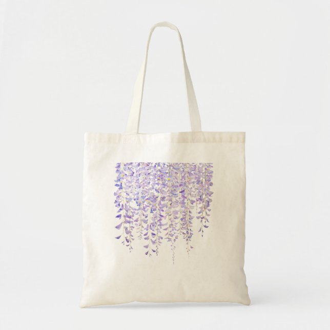 Tote Bag glycine violette en aquarelle fleurie 2021 (Devant)