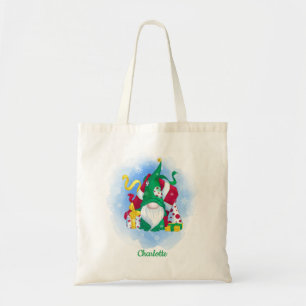 Tote Bag Gnome cadeau de Noël d'hiver Nom personnalisé