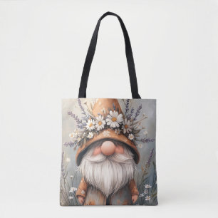 Tote Bag Gnome de Fleur Whimsical : Adorable aquarelle Art