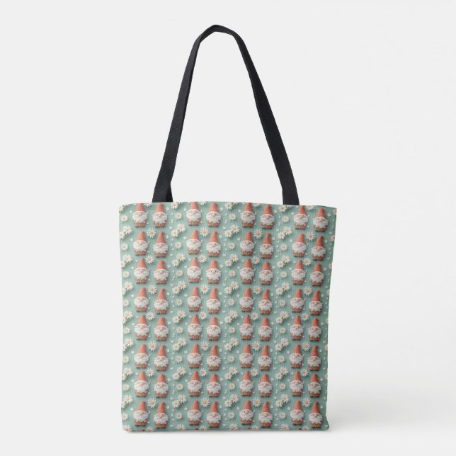 Tote Bag Gnome et marguerite Motif sans couture (Dos)
