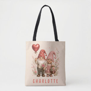 Tote Bag Gnomes de la Saint-Valentin personnalisés avec des