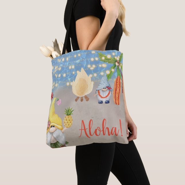 Tote Bag Gnomes Tropical sur la Beach Luau Party (De près)