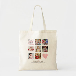 Tote Bag GODMOTHER PHOTO COLLAGE Cadeau avec verset peut mo