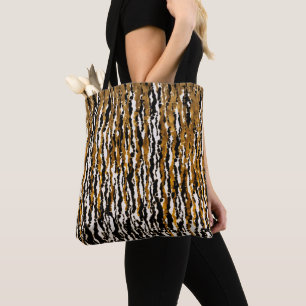 Tote Bag Gold & Black Modern Safari Rain Jungle Glam