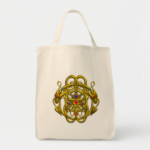 TOTE BAG GOLD CELTIC KNOTS WITH TWIN DRAGONS
