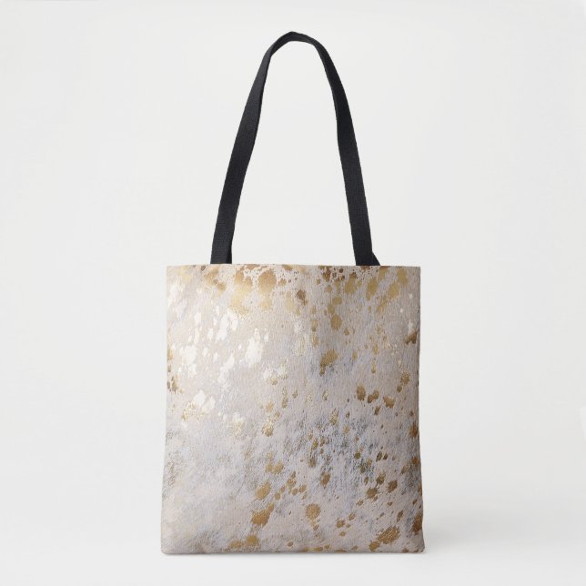 Tote Bag Gold Cowhide Print Metallic (Devant)