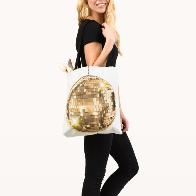 Tote Bag Gold Disco Ball Motif, les années 70 Thème Rétro,  (Créateur téléchargé)