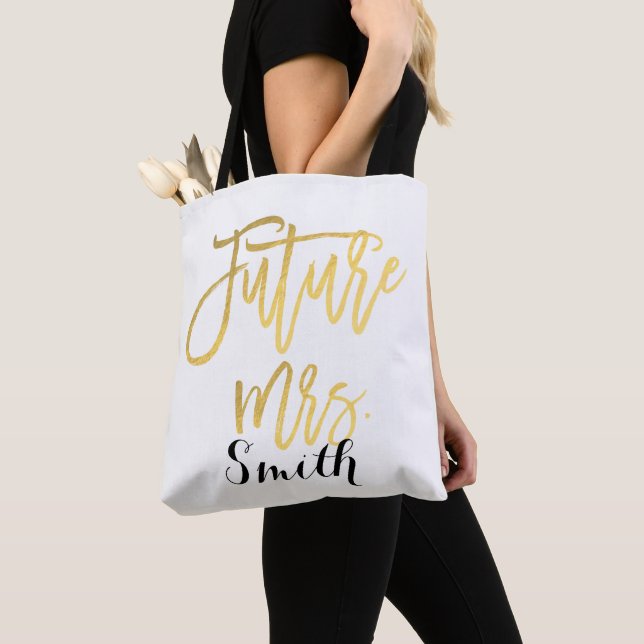 Tote Bag Gold Future Mme Fiançailles Mariage personnalisé (De près)