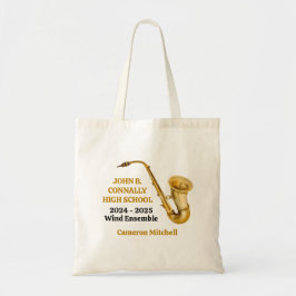 Tote Bag Gold Saxophone Player Personalized Band
