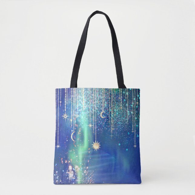 Tote Bag *~* Gold Sun Stars Sparkle Moon Celestial Universe (Devant)