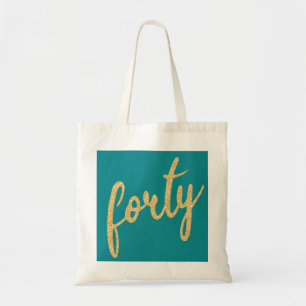 Tote Bag Gold Turquoise 40 Anniversaire Parties scintillant