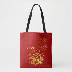 Tote Bag Golden Chinese Paper-cut Rat Année 2020 AOTB