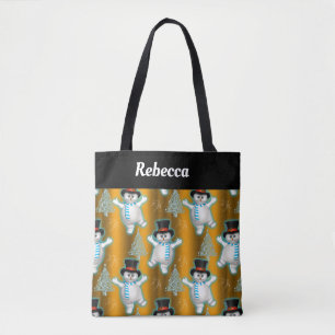 Tote Bag Golden Dancing Snowbirds Noël Grand Noël S