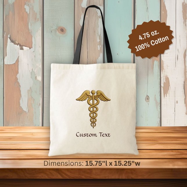 Tote Bag Golden Double Snake Caduceus (Créateur téléchargé)