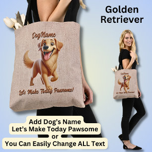 Tote Bag Golden Retriever - Ajouter le nom du chien, modifi