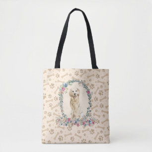 Tote Bag Golden Retriever Chien Empreinte de patte & Chien