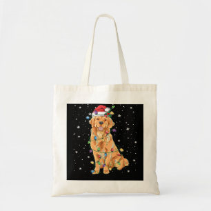 Tote Bag Golden Retriever Chien Feux de Noël Santa Hat Do
