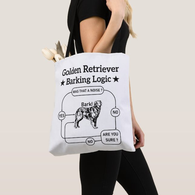 Tote Bag Golden Retriever Logique d'aboiement drôle Chien S (De près)